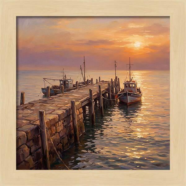 Pier At Sunset Over Mediterranean Waters