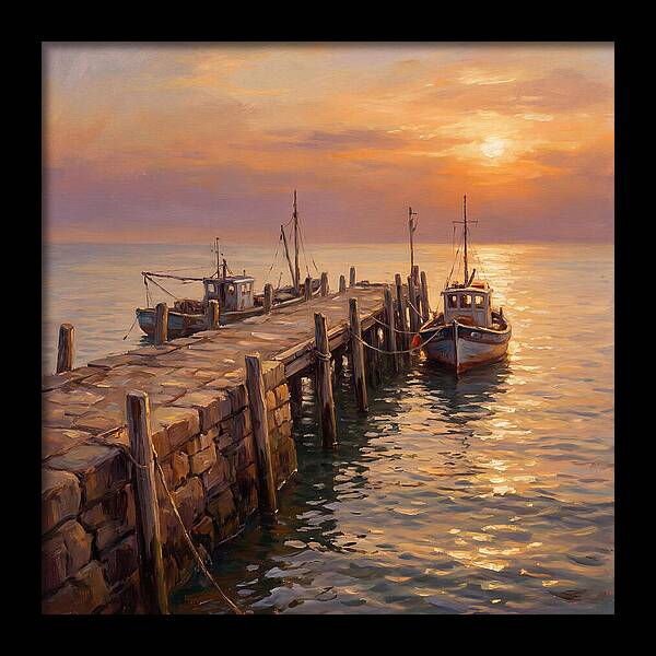 Pier At Sunset Over Mediterranean Waters