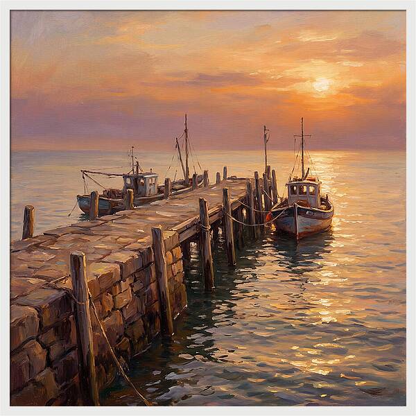 Pier At Sunset Over Mediterranean Waters
