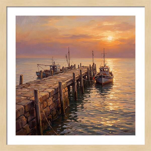 Pier At Sunset Over Mediterranean Waters