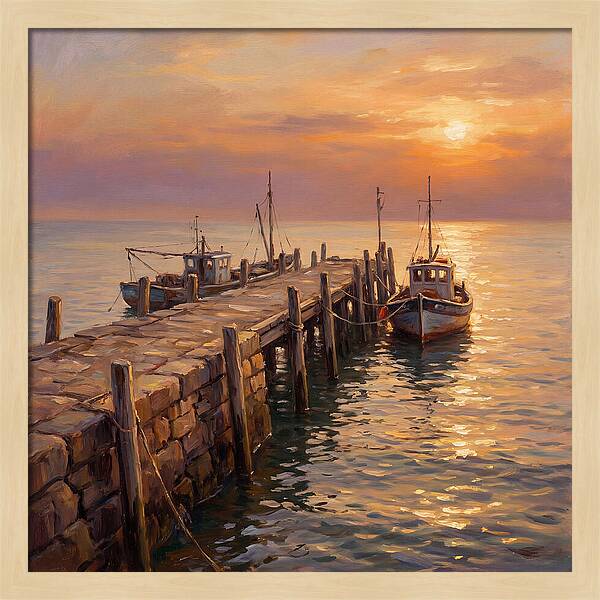 Pier At Sunset Over Mediterranean Waters