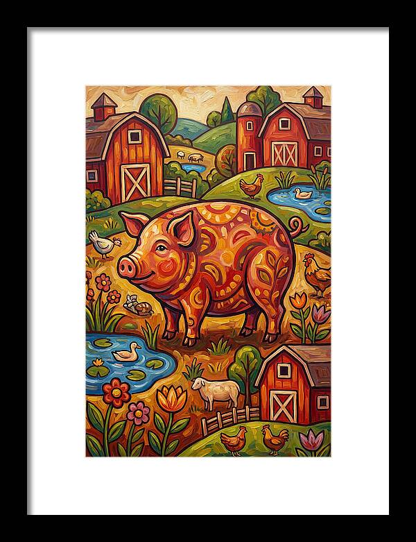 Pig Folk In A Vibrant Farm Scene
