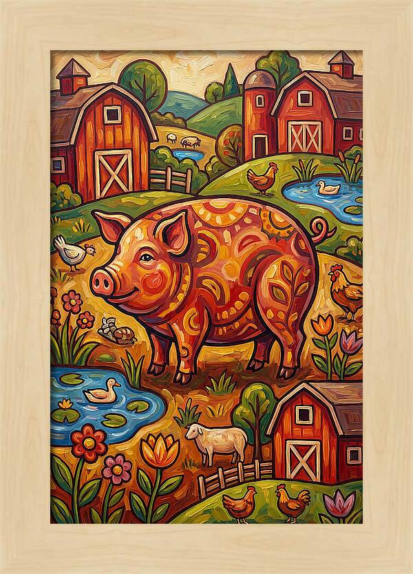 Pig Folk In A Vibrant Farm Scene