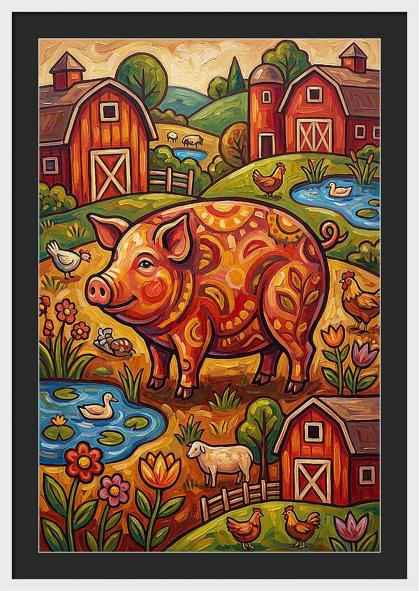 Pig Folk In A Vibrant Farm Scene