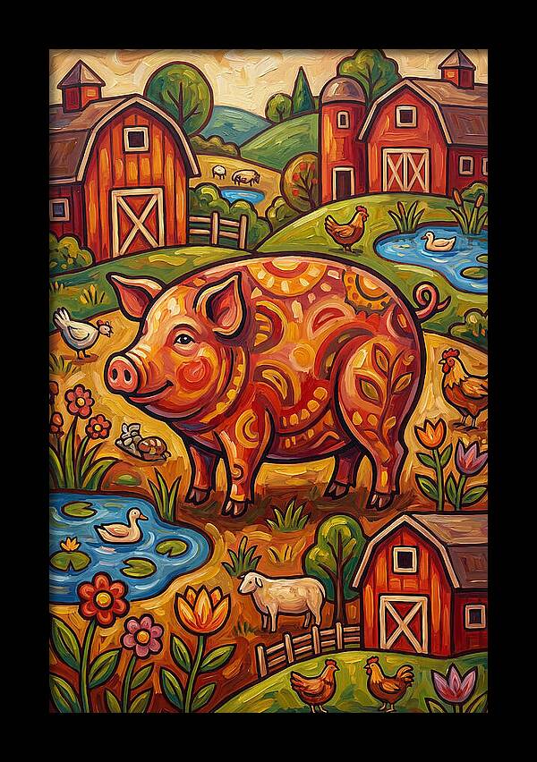 Pig Folk In A Vibrant Farm Scene