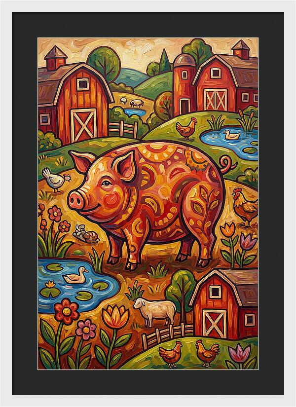 Pig Folk In A Vibrant Farm Scene