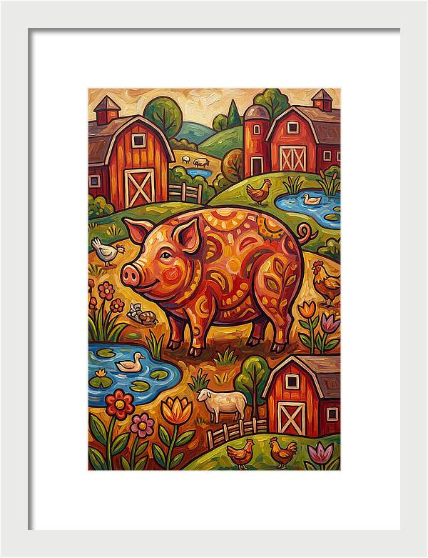 Pig Folk In A Vibrant Farm Scene
