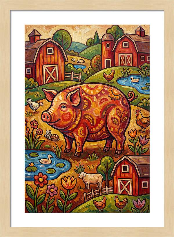 Pig Folk In A Vibrant Farm Scene