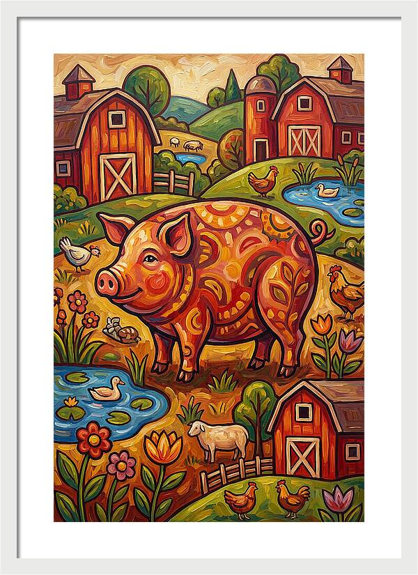 Pig Folk In A Vibrant Farm Scene