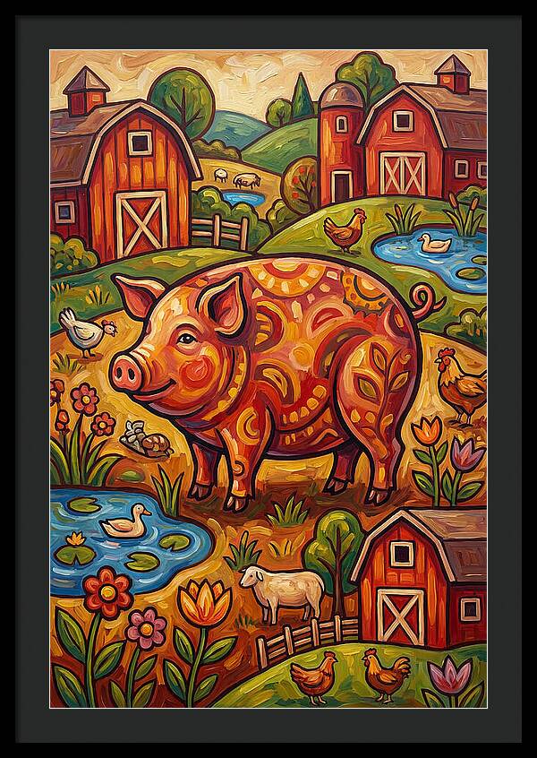 Pig Folk In A Vibrant Farm Scene
