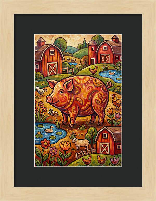 Pig Folk In A Vibrant Farm Scene