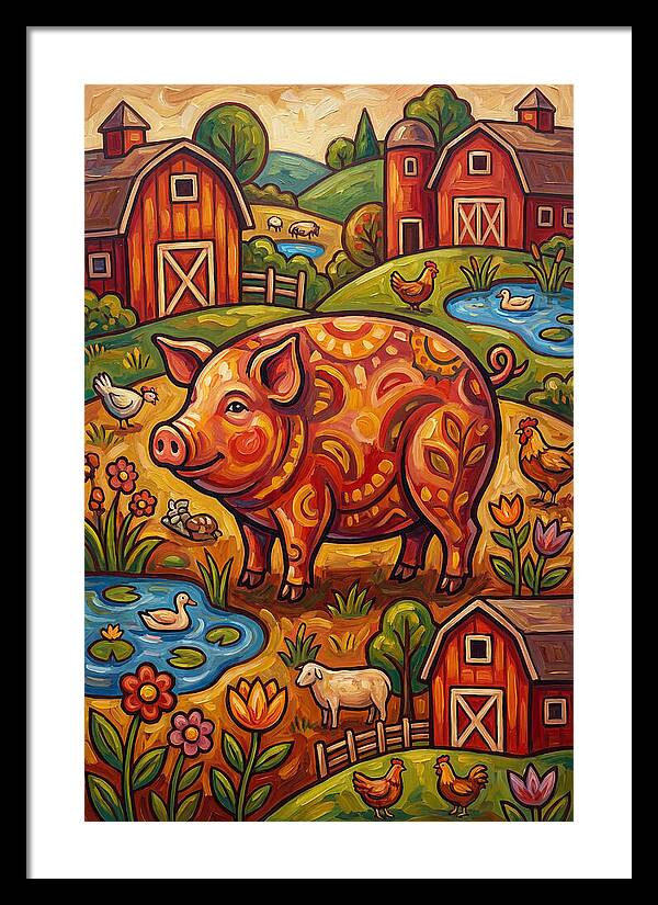 Pig Folk In A Vibrant Farm Scene
