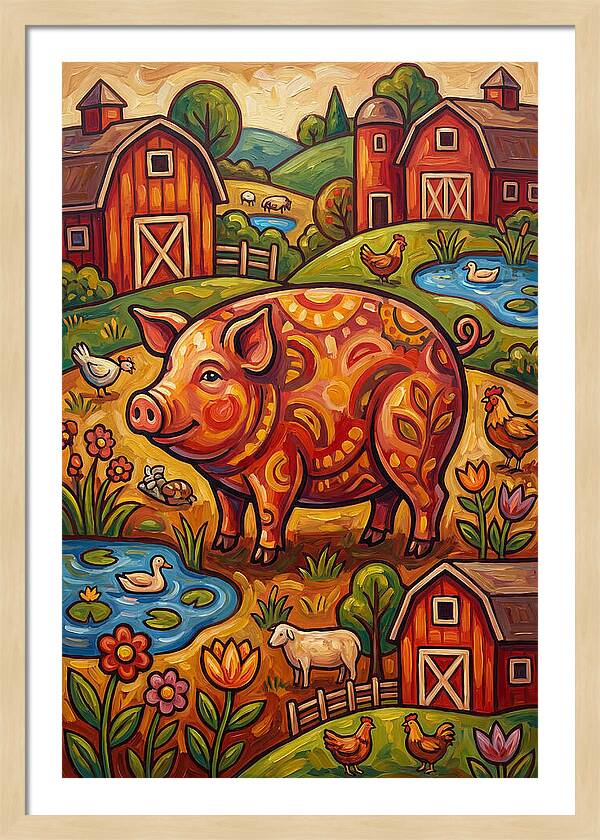 Pig Folk In A Vibrant Farm Scene