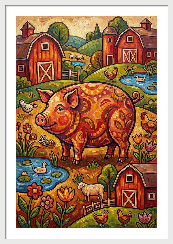 Pig Folk In A Vibrant Farm Scene