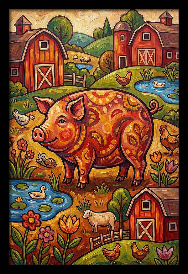 Pig Folk In A Vibrant Farm Scene