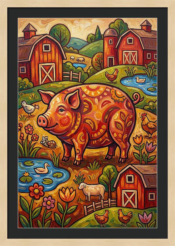 Pig Folk In A Vibrant Farm Scene