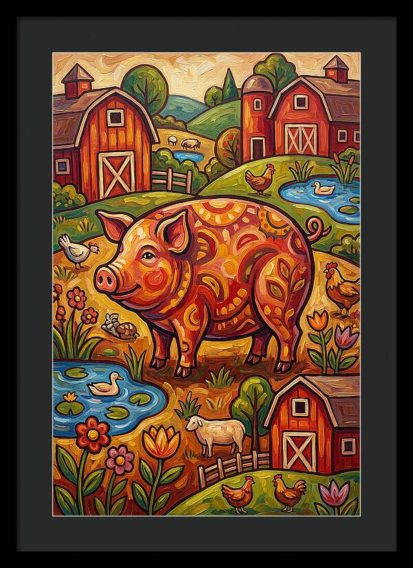 Pig Folk In A Vibrant Farm Scene
