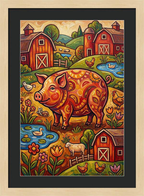 Pig Folk In A Vibrant Farm Scene