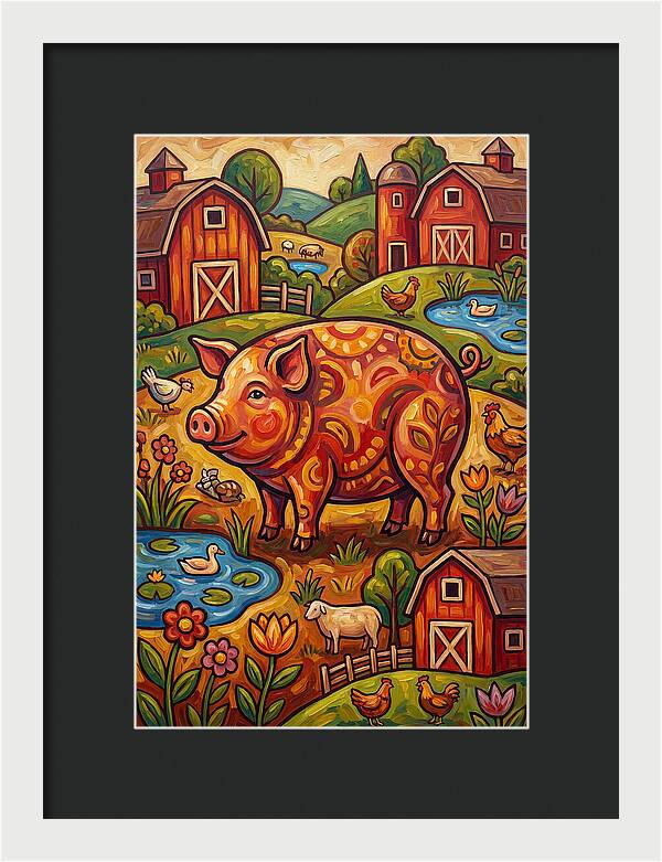 Pig Folk In A Vibrant Farm Scene