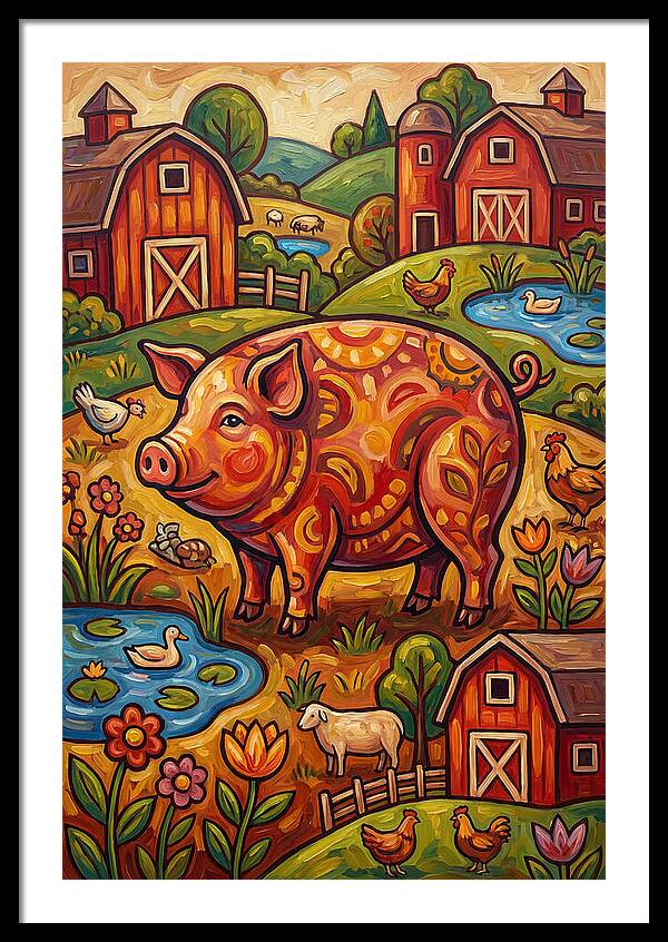 Pig Folk In A Vibrant Farm Scene