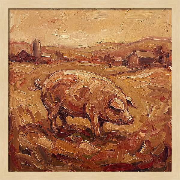 Pig In Expressionist Landscape
