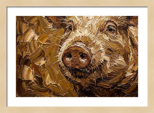 Pig Portrait In Palette Knife Style
