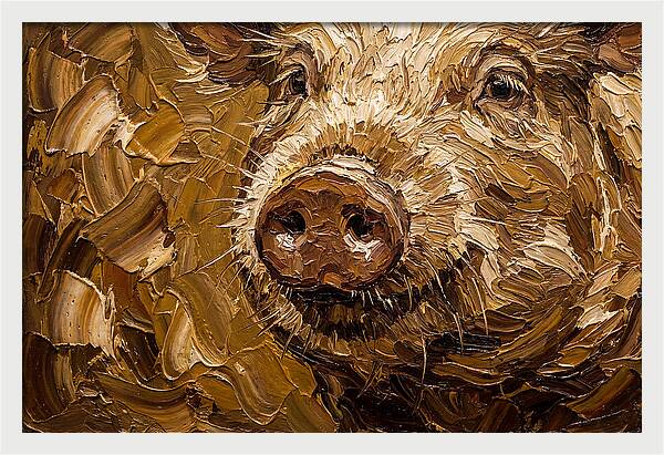Pig Portrait In Palette Knife Style