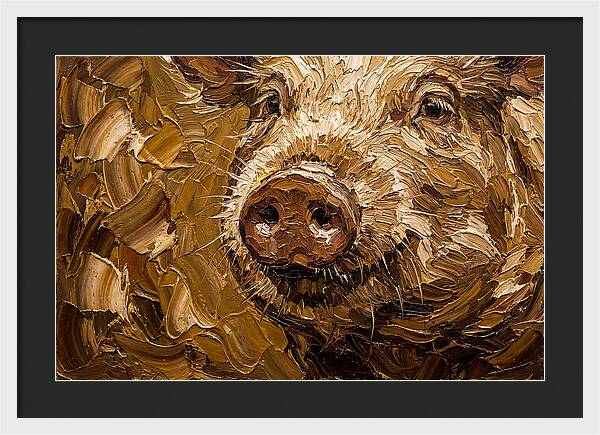 Pig Portrait In Palette Knife Style