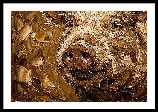 Pig Portrait In Palette Knife Style