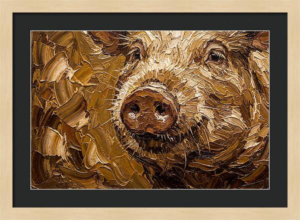 Pig Portrait In Palette Knife Style