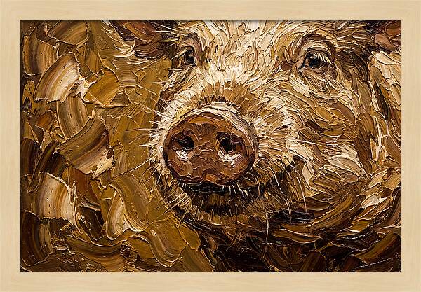 Pig Portrait In Palette Knife Style