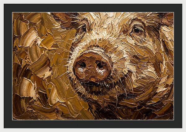 Pig Portrait In Palette Knife Style
