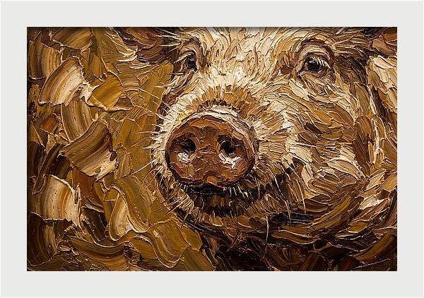 Pig Portrait In Palette Knife Style
