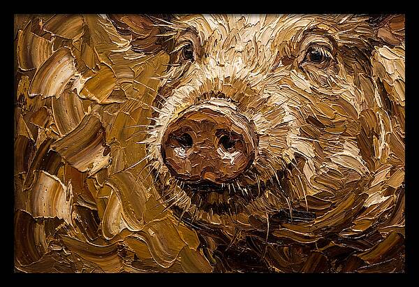 Pig Portrait In Palette Knife Style