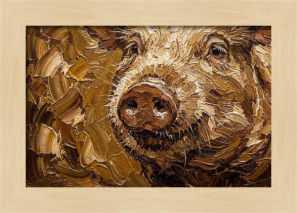 Pig Portrait In Palette Knife Style