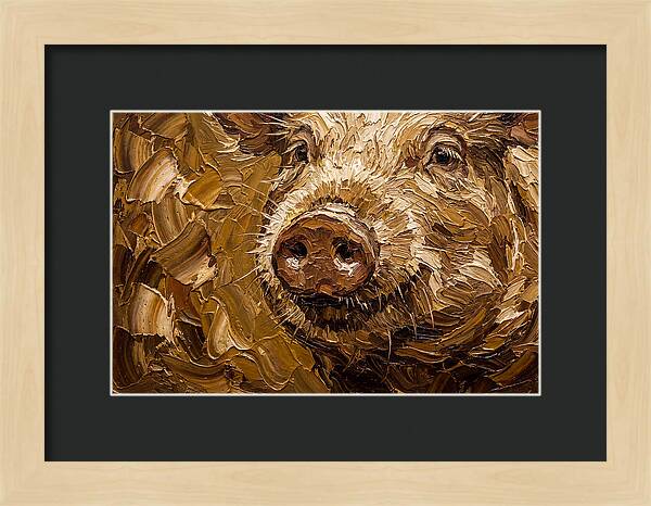 Pig Portrait In Palette Knife Style
