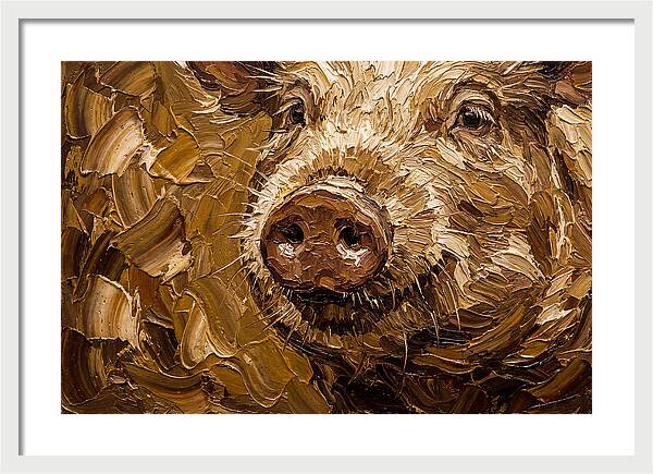 Pig Portrait In Palette Knife Style