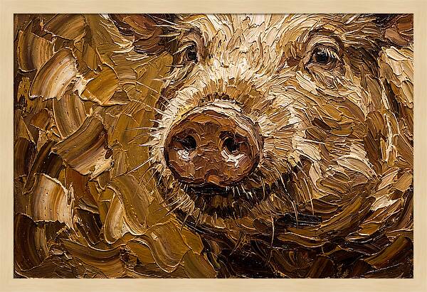 Pig Portrait In Palette Knife Style