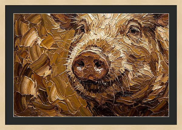 Pig Portrait In Palette Knife Style