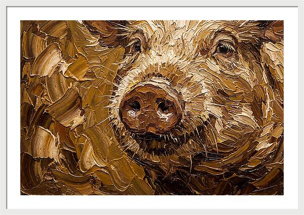 Pig Portrait In Palette Knife Style