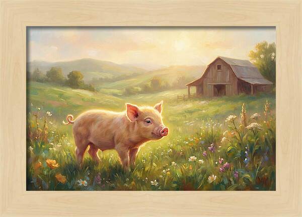 Piglet In Pastoral Landscape