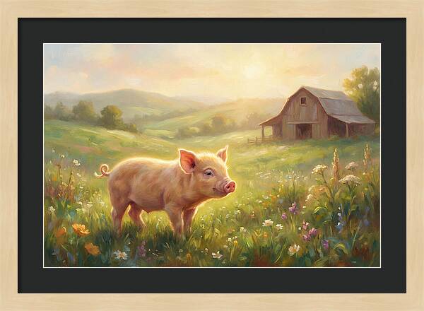 Piglet In Pastoral Landscape