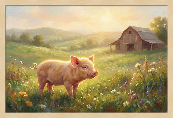 Piglet In Pastoral Landscape