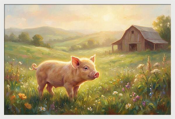 Piglet In Pastoral Landscape