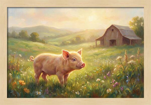 Piglet In Pastoral Landscape