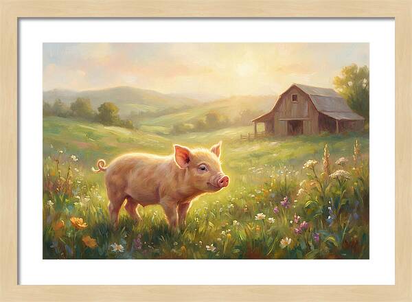 Piglet In Pastoral Landscape