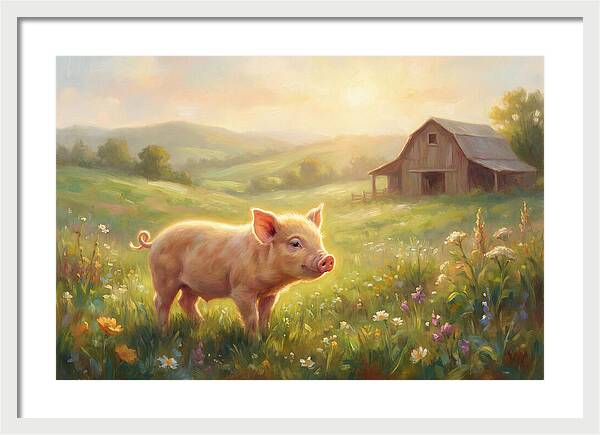 Piglet In Pastoral Landscape