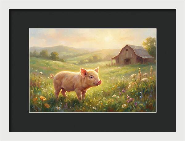 Piglet In Pastoral Landscape