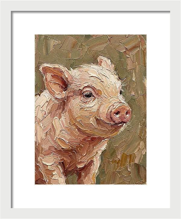 Piglet Portrait In Palette Knife Style