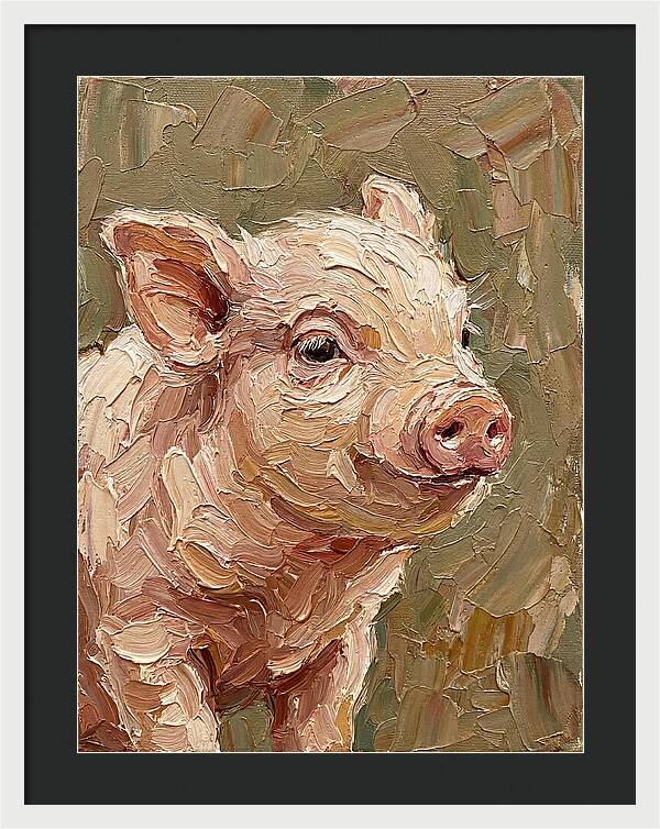 Piglet Portrait In Palette Knife Style